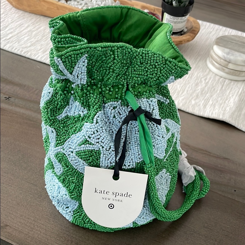 Kate Spade Green and Blue Mini Bag with Botanical Print